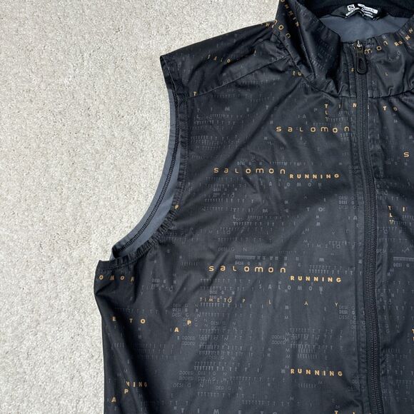 Salomon Light Shell Outdoor Vest Women's Size XL Black Script‎ Time To Lap Run - Picture 3 of 16